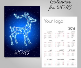 2016 calendars with christmas cards vector set 13