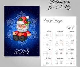 2016 calendars with christmas cards vector set 14
