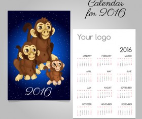 2016 calendars with christmas cards vector set 15