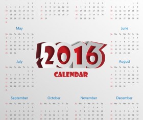 2016 calender with paper cut vector material