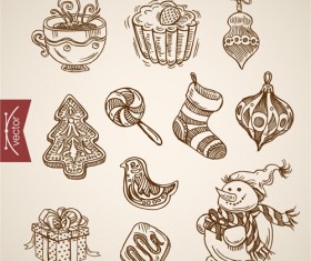 2016 christmas baubles hand drawn vectors set 01