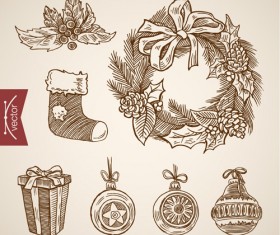 2016 christmas baubles hand drawn vectors set 04