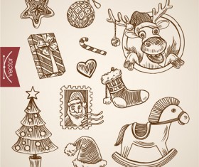 2016 christmas baubles hand drawn vectors set 06