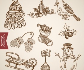 2016 christmas baubles hand drawn vectors set 08