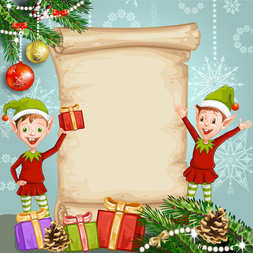2016 christmas elements with parchment background vector 01