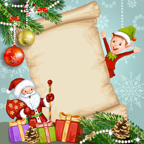 2016 christmas elements with parchment background vector 02