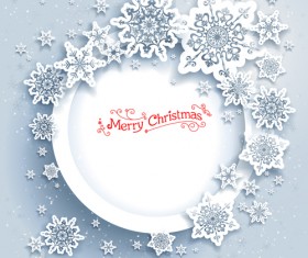 2016 christmas paper snowflake with frmae background vector 01