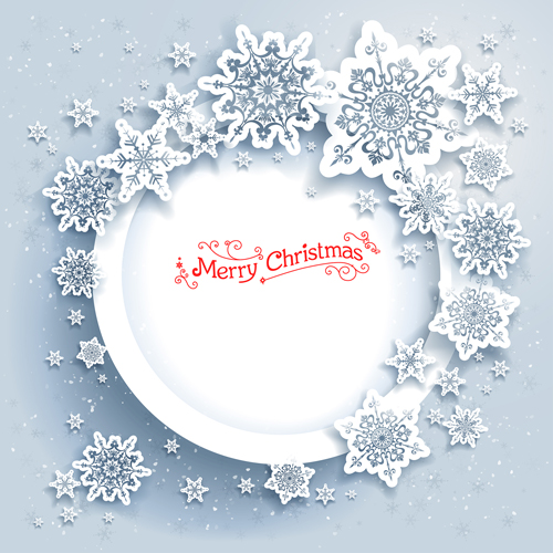 2016 christmas paper snowflake with frmae background vector 01