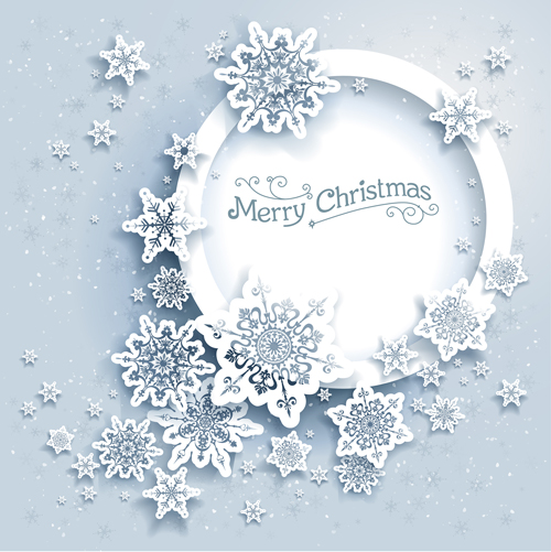 2016 christmas paper snowflake with frmae background vector 02