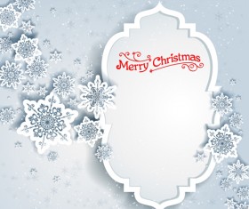 2016 christmas paper snowflake with frmae background vector 03