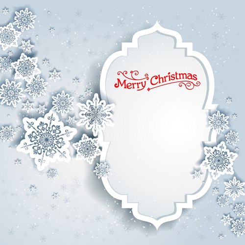 2016 christmas paper snowflake with frmae background vector 03