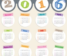 2016 circle calendars design vector