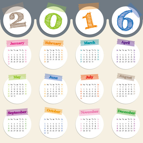 2016 circle calendars design vector