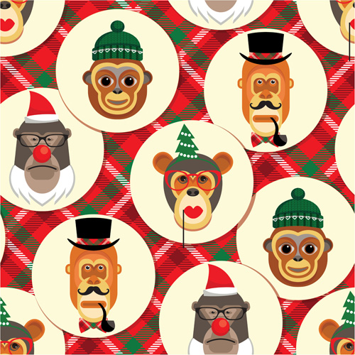 2016 monkey seamless pattern vector