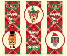 2016 new year banners with monkey vector