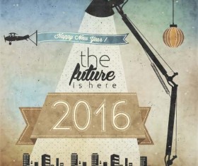 2016 new year city night vintage vector