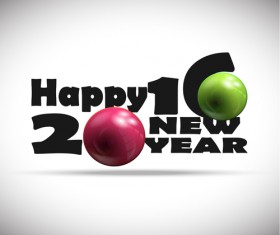 2016 new year design with shiny ball vector