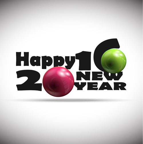 2016 new year design with shiny ball vector