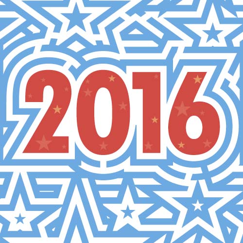 2016 new year with blue star vector