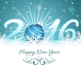 2016 new year with christmas ball and snowflake background vector