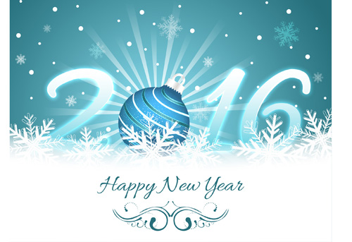 2016 new year with christmas ball and snowflake background vector