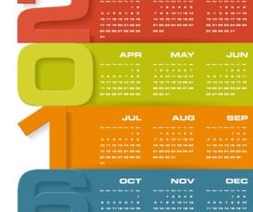 2016 new year with colored calendar vector