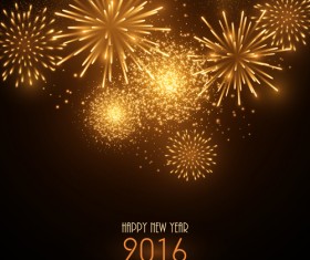 2016 new year with golden fireworks vector