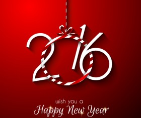 2016 new year with hanging decor vector background 01
