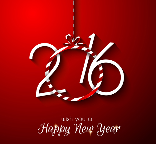 2016 new year with hanging decor vector background 01