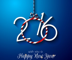 2016 new year with hanging decor vector background 02
