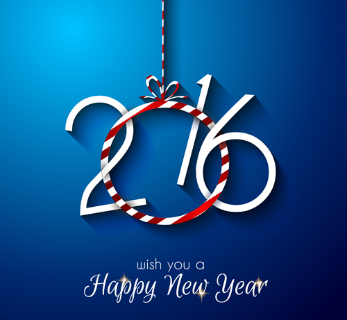 2016 new year with hanging decor vector background 02