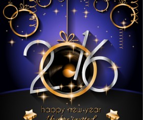 2016 new year with hanging decor vector background 03