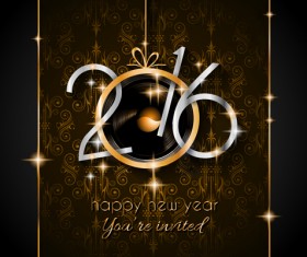 2016 new year with hanging decor vector background 04