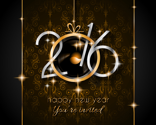2016 new year with hanging decor vector background 04
