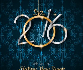 2016 new year with hanging decor vector background 05