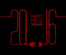 2016 new year with red line vector material