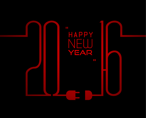 2016 new year with red line vector material