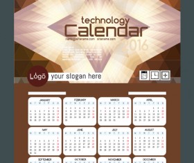 2016 technology calendar template vector 02