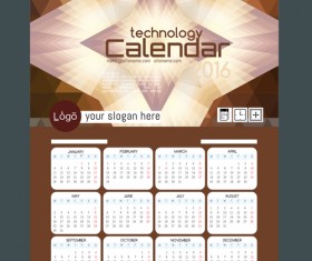 2016 technology calendar template vector 03