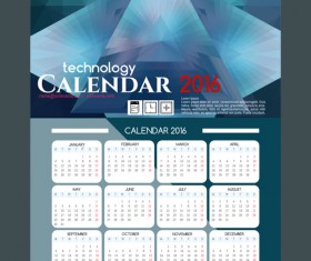 2016 technology calendar template vector 08