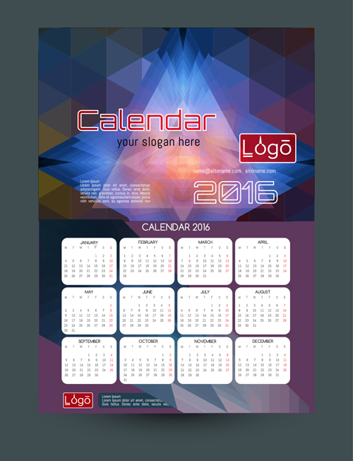 2016 technology calendar template vector 09 free download