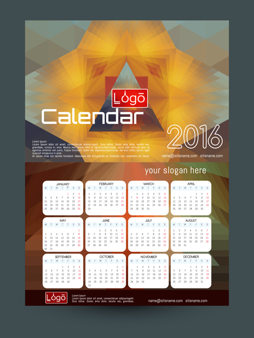2016 technology calendar template vector 10