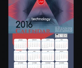2016 technology calendar template vector 12