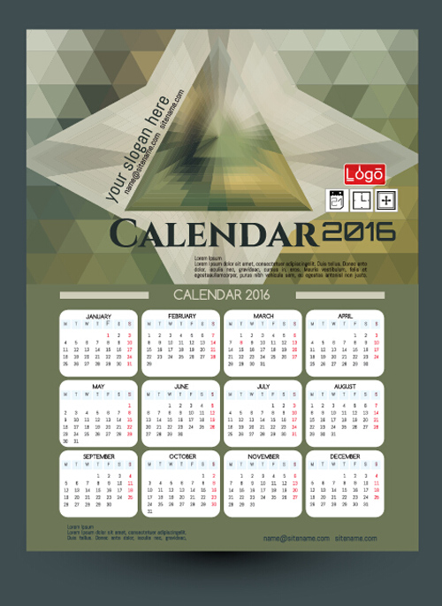 2016 technology calendar template vector 15