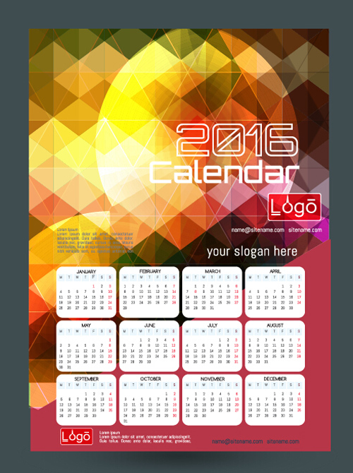 2016 technology calendar template vector 17