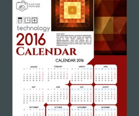 2016 technology calendar template vector 18