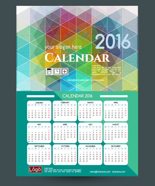 2016 technology calendar template vector 19