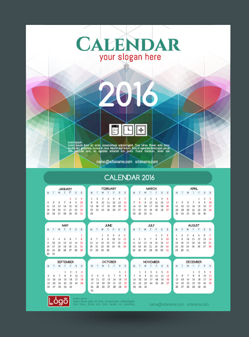 2016 technology calendar template vector 21