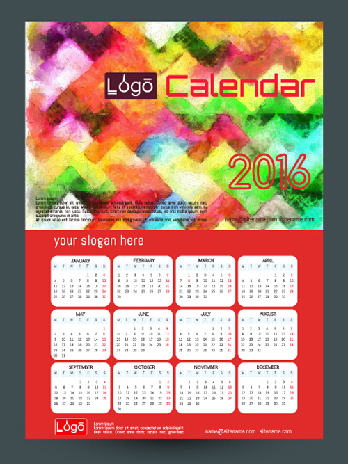 2016 technology calendar template vector 22