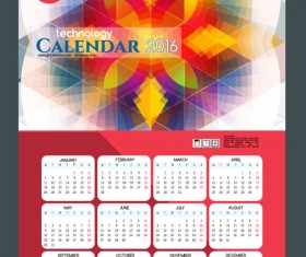 2016 technology calendar template vector 23